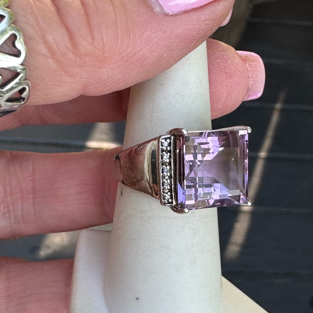 925 Square Cut Amethyst Ring - image 8